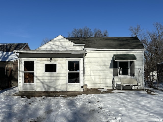 view of snow covered property