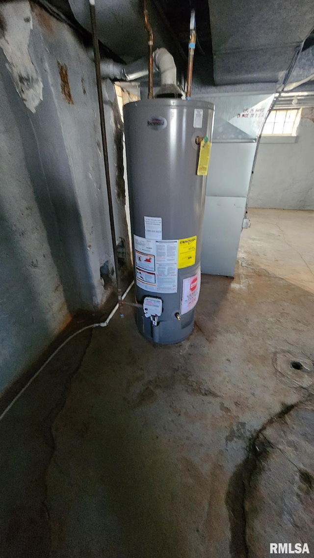 utility room with water heater