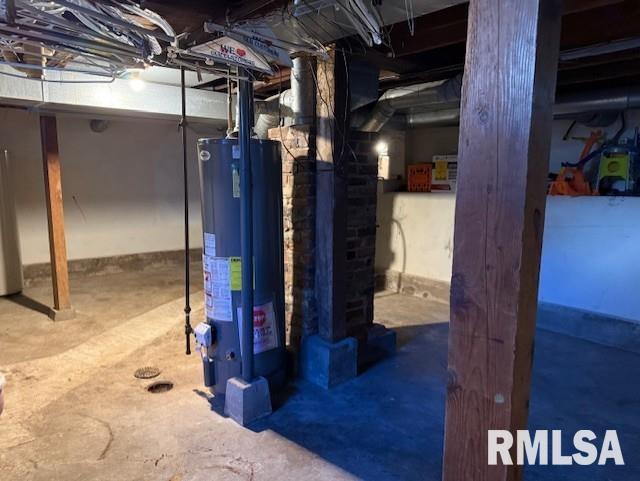 basement with gas water heater