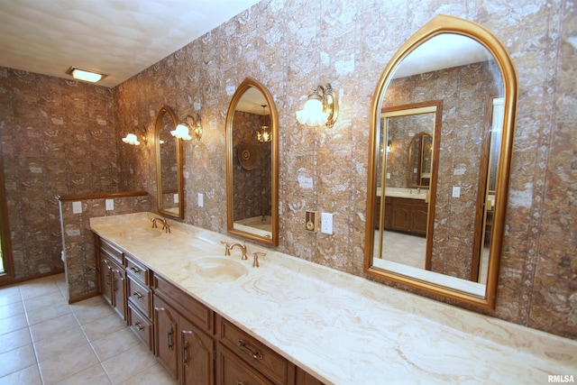 bathroom featuring vanity and tile patterned flooring