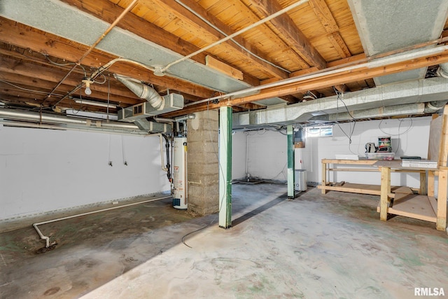 basement with water heater