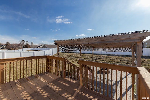 wooden terrace featuring a pergola