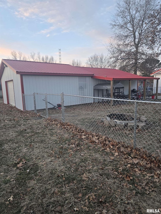 exterior space with a garage