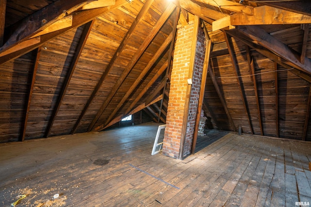 view of unfinished attic