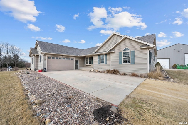 single story home featuring a garage