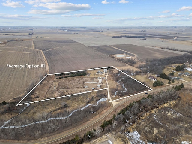 aerial view with a rural view