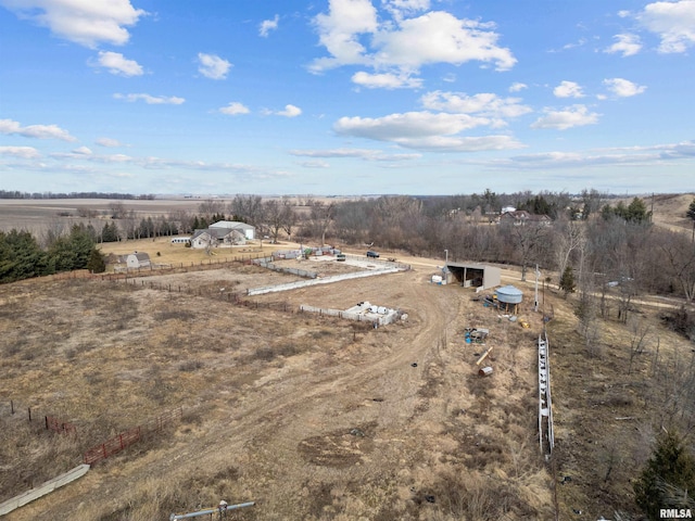 drone / aerial view with a rural view