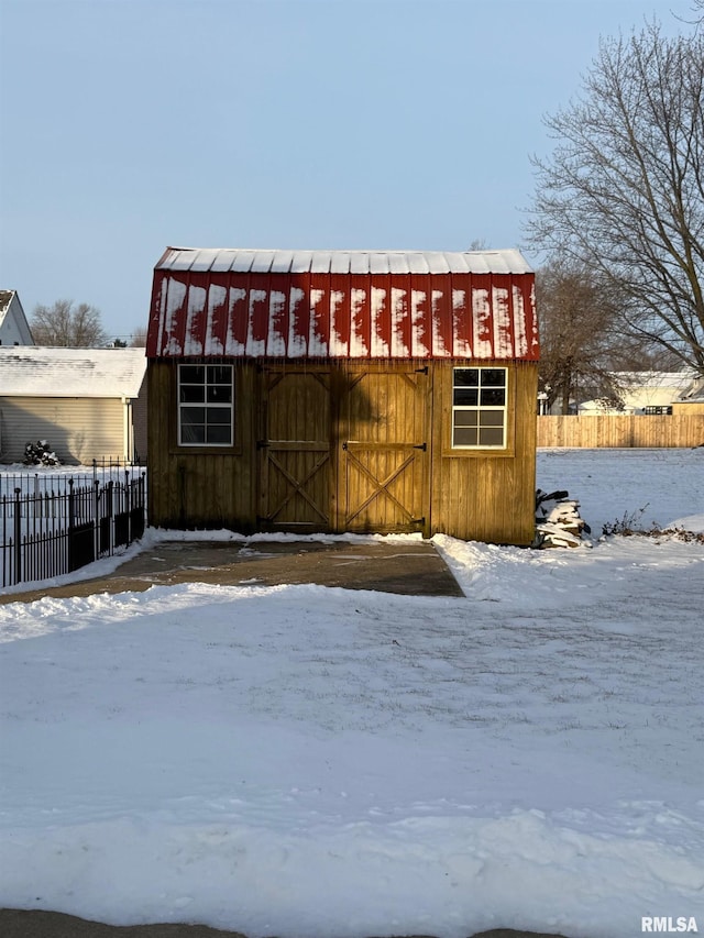 view of snow covered structure