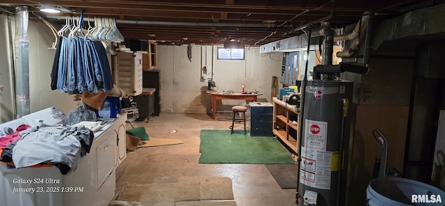 basement with water heater