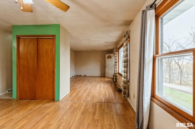 interior space with light hardwood / wood-style flooring