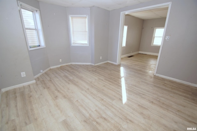 unfurnished room featuring light wood-type flooring