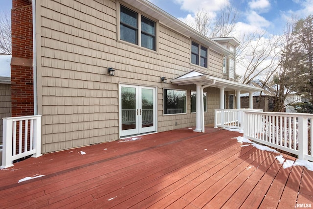 wooden deck with french doors