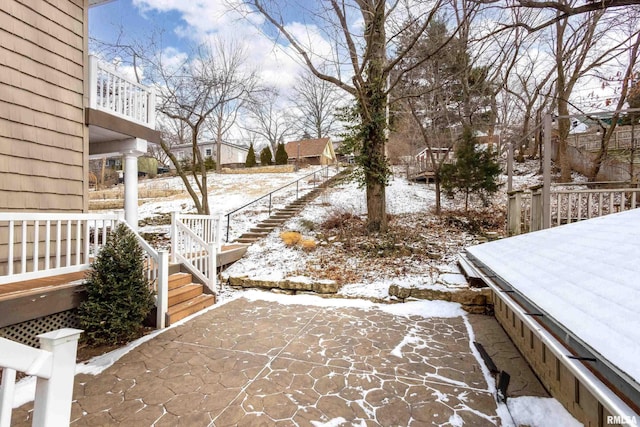 view of yard covered in snow