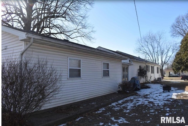 view of snow covered exterior