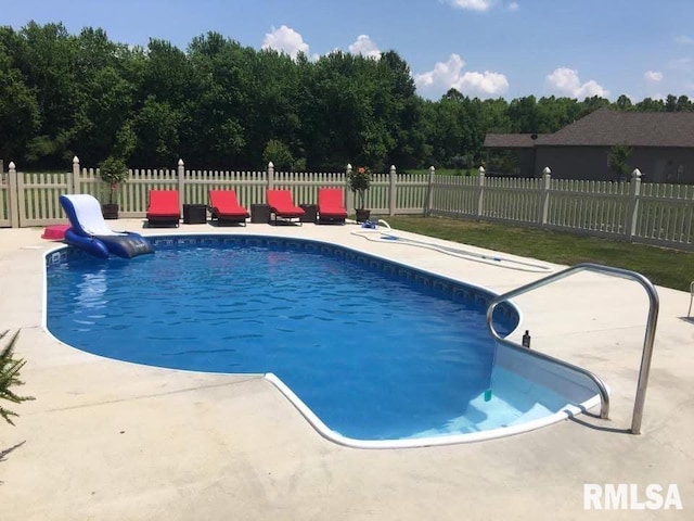 view of swimming pool with a patio area