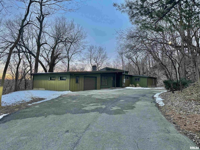 exterior space featuring a garage