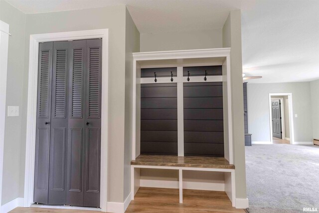 mudroom featuring wood-type flooring