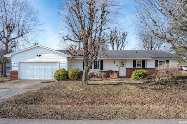 single story home with a garage