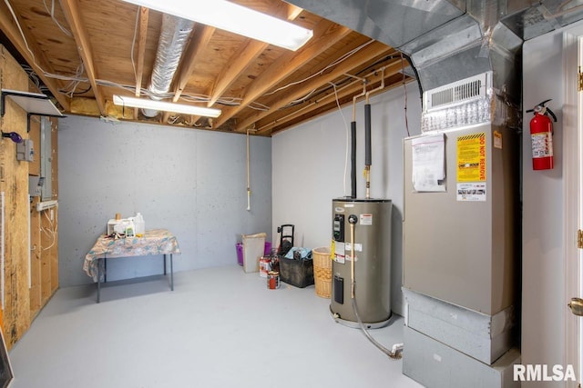 basement with electric water heater