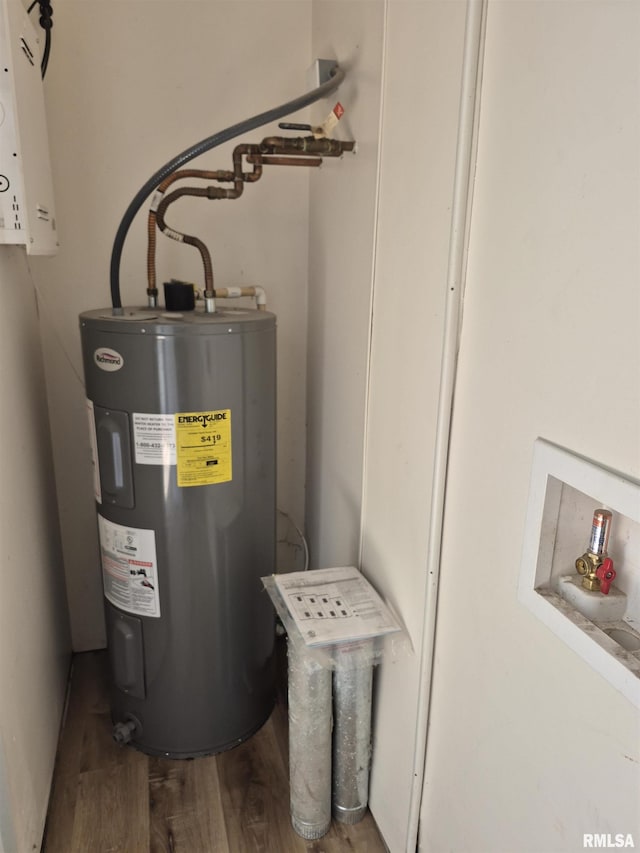 utility room with electric water heater