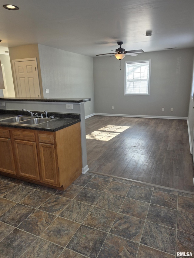 kitchen featuring sink and ceiling fan