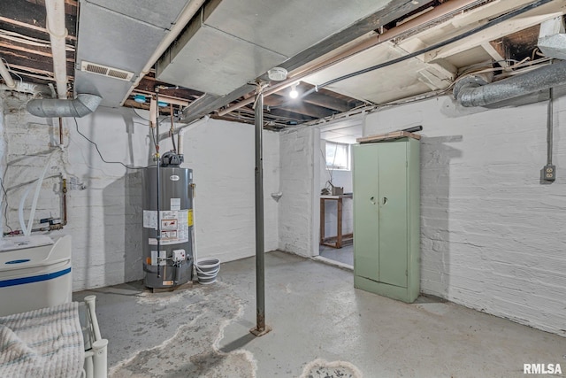 basement with gas water heater