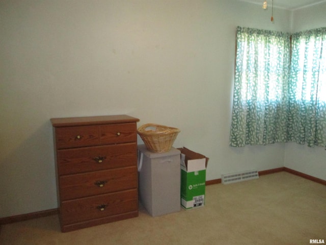 unfurnished bedroom with light carpet