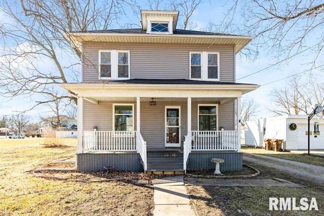 front facade with a porch