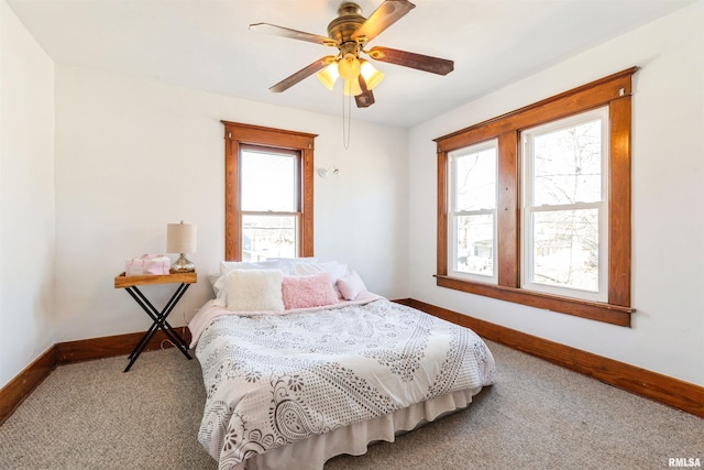 bedroom with carpet floors and ceiling fan