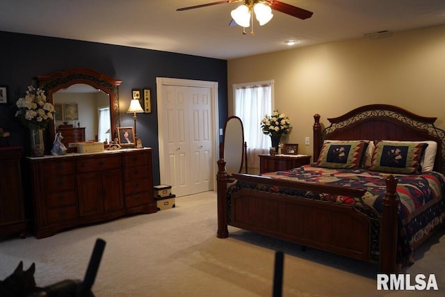 25065 Rock Springs Hollow Rd, Thebes, IL 62990 - bedroom with a ceiling fan and light carpet