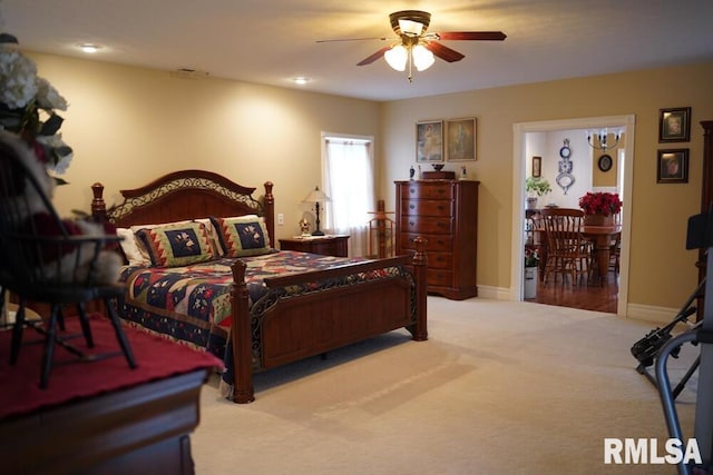 25065 Rock Springs Hollow Rd, Thebes, IL 62990 - bedroom with carpet floors, a ceiling fan, and baseboards