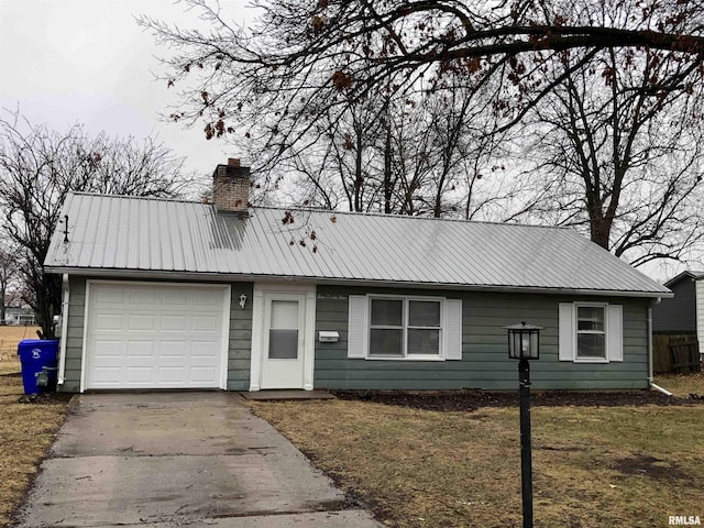 single story home with a garage