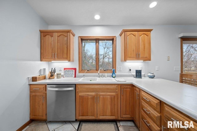 kitchen with sink and stainless steel dishwasher