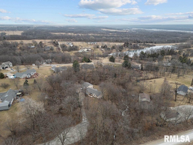 birds eye view of property featuring a rural view