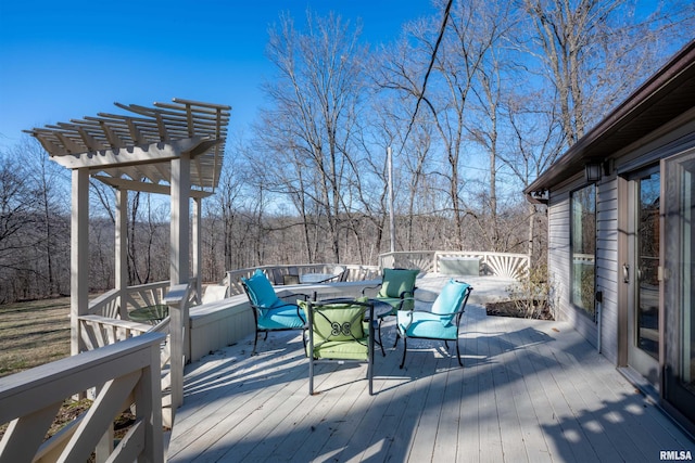 deck featuring a pergola