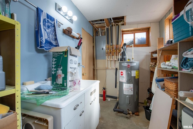 utilities featuring electric panel and water heater