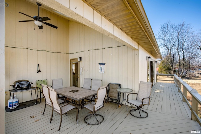 deck featuring ceiling fan