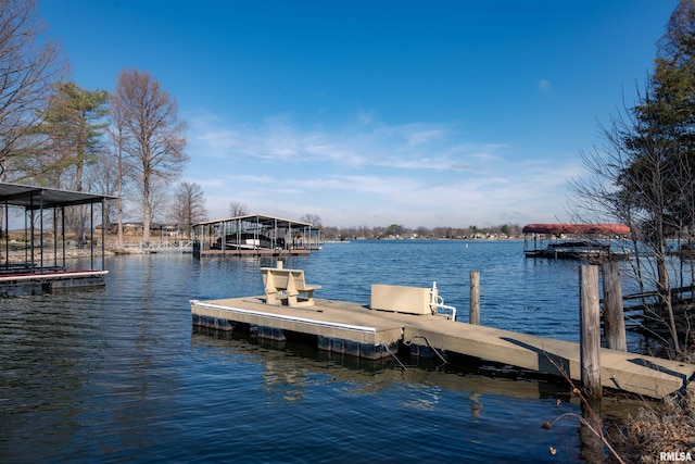 dock area featuring a water view