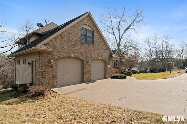 view of property exterior with a lawn