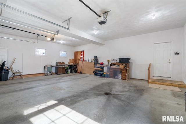 garage with a garage door opener