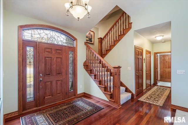 foyer with wood-type flooring