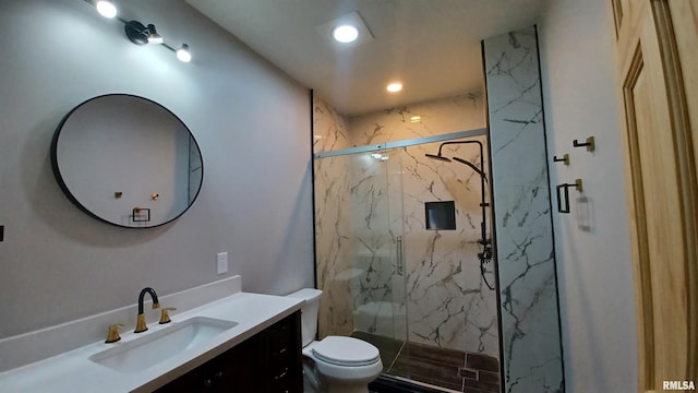 822 6th Ave S, Clinton, IA 52732 - bathroom with vanity, toilet, and walk in shower
