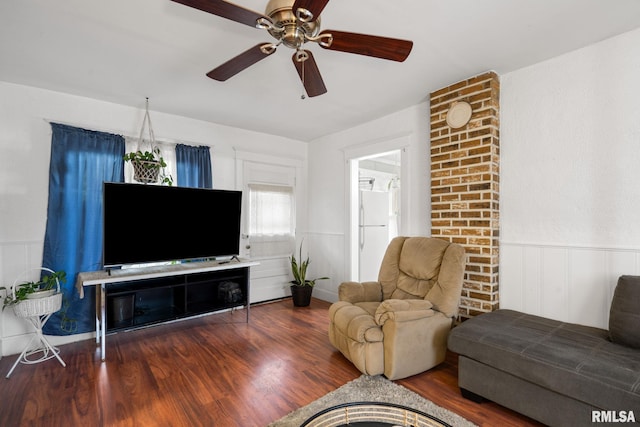 living room with hardwood / wood-style floors