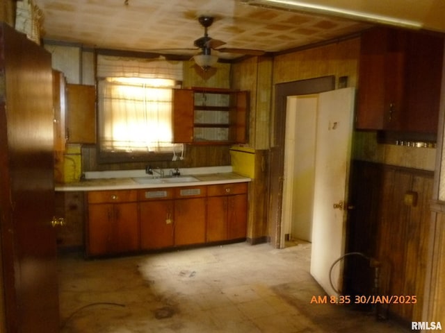 kitchen featuring sink and ceiling fan