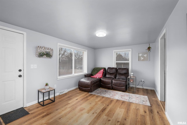 living room with hardwood / wood-style floors