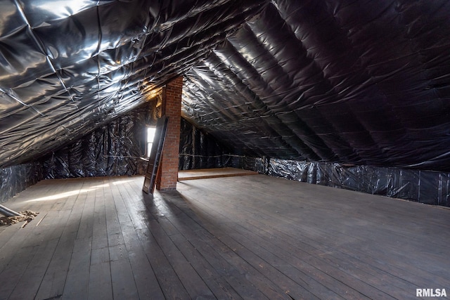 view of unfinished attic