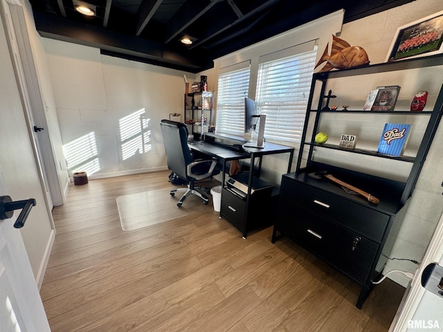 home office featuring light wood-type flooring