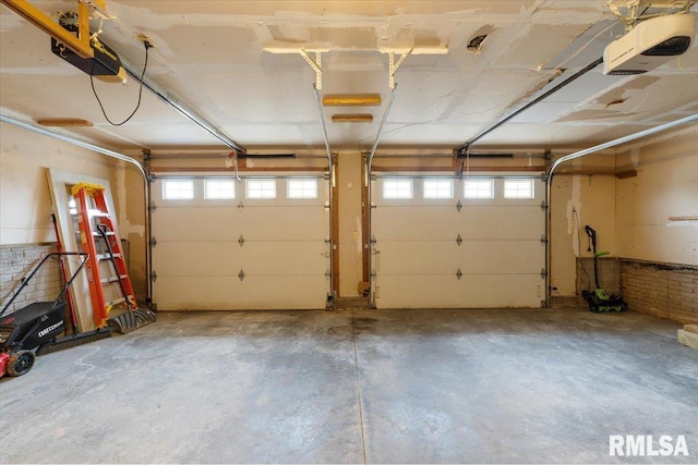 garage with a garage door opener