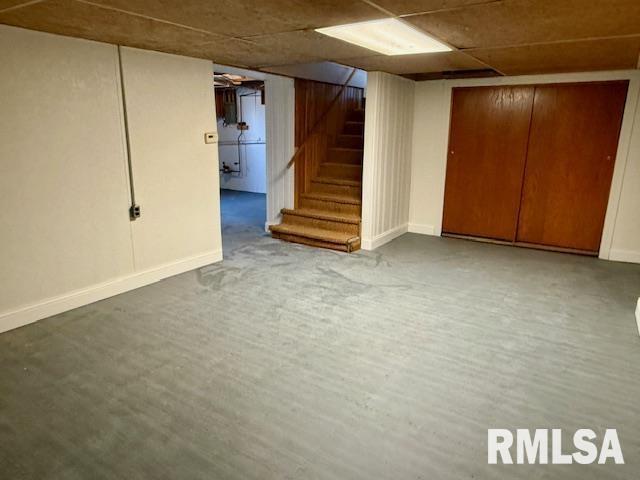 basement featuring hardwood / wood-style flooring