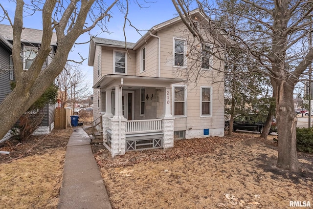 view of front facade featuring covered porch